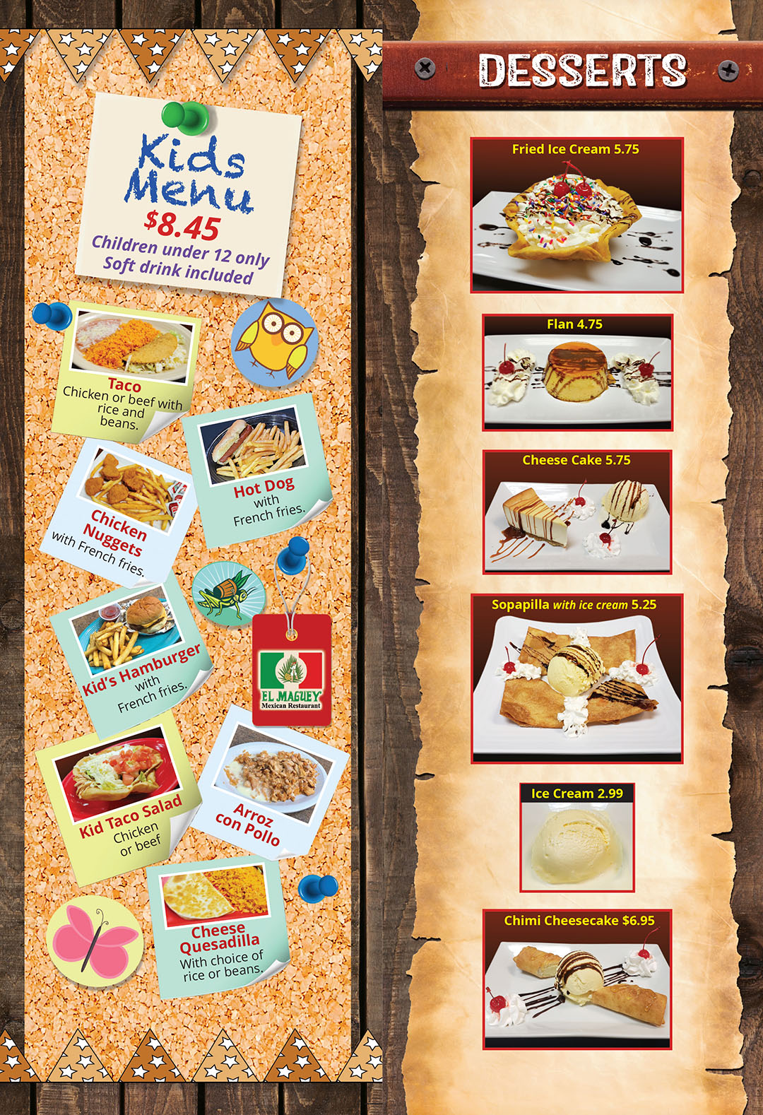 El Maguey Mexican Restaurant, Edwardsville dessert, kid's menu'